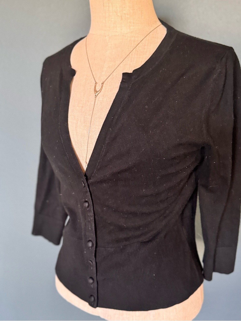 Black Button-Front Women’s Top - Classic V-Neck